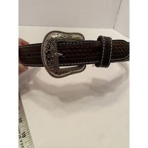 Nocona Womens Western Faux Leather Belt with carved‎ detail and embellishment SM